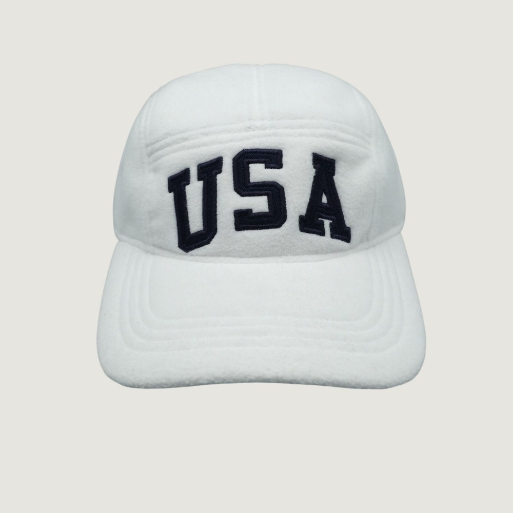 Polo Ralph Lauren USA Fleece 5-Panel Hat OS White Adjustable Strapback